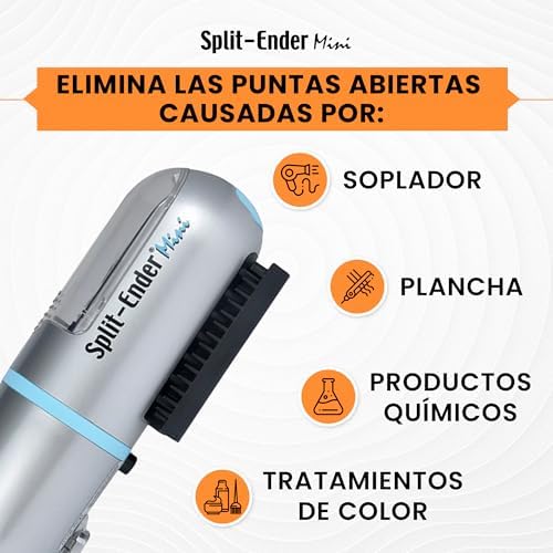 Split-Ender Mini Cordless Split End Hair Trimmer for Dry, Damaged, Brittle, or Frizzy Hair - Battery Operated Clipper for Straight and Curly Hair - Blue - Image 5