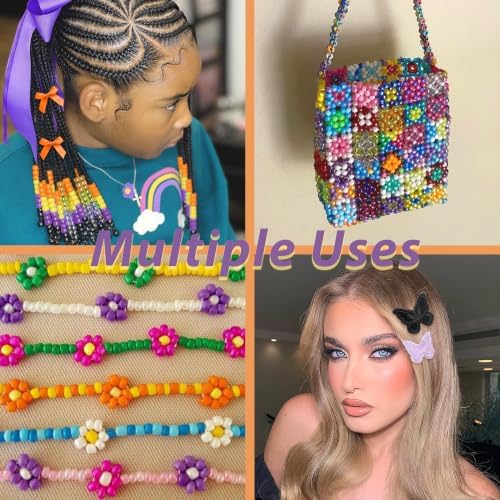 100pcs Hair Beads for Braids Halloween Small Hair Bows Lace Embroidery Butterfly Hair Clips Loc Dreadlock Hair Beads Y2K Hair Accessories for Women Girls - Image 6