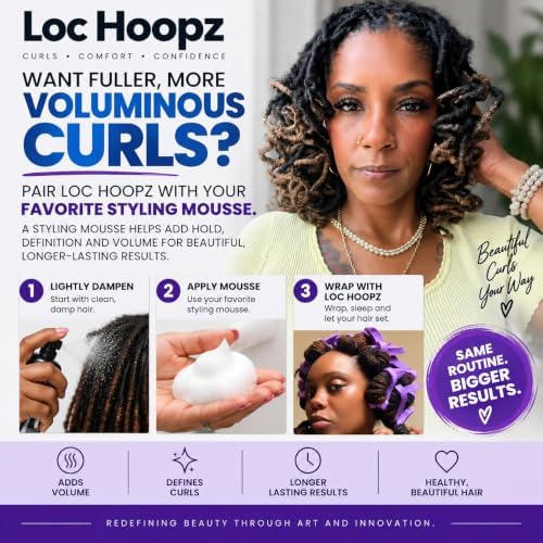 – 10 Long Hair Foam Curling Loops for Microlocs & Sisterlocks, No Heat Hair Curlers for Natural Curls, Soft Sleep-Friendly Rollers for Textured Hair. - Image 2