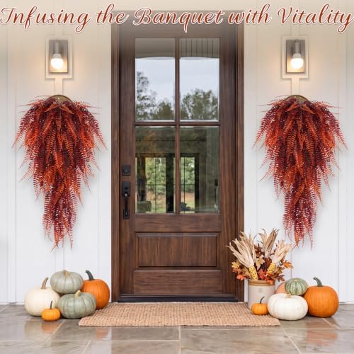 Daifunli 16 Pcs Artificial Fall Hanging Plants Fake Hanging Ferns Plastic Autumn Faux Plants for Wall Room Garden Garland Indoor Outdoor Decor No Basket - Image 3