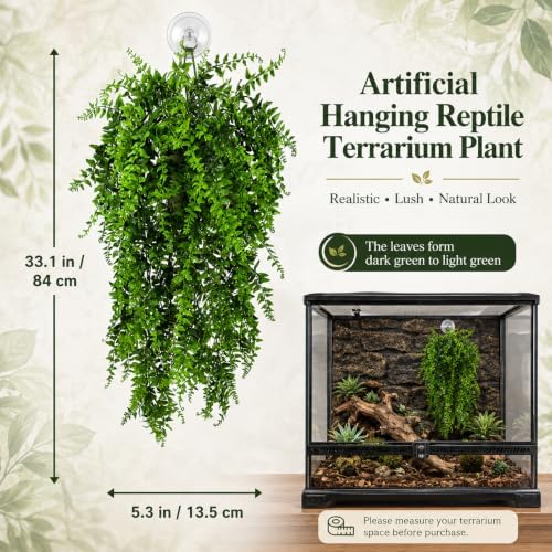 HERCOCCI 5 Pack Reptile Plants, Terrarium Hanging Plants Vines Artificial Leaves Habitat Decorations with Suction Cup for Bearded Dragon Hermit Crab Lizard Snake Geckos Chameleon - Image 5