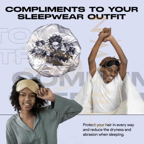 Large Bonnet - Silky Satin Bonnet with Elastic Soft Band (White Boondock Huey Bonnet) - Image 6