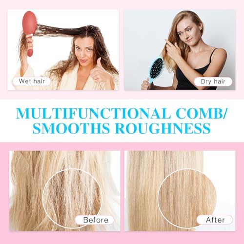 Nuenen 6 Pcs Wet Detangling Hair Brush, Dry Soft Bristle, Fresh Color - Image 6