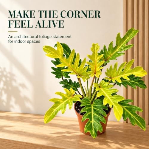 Philodendron Xanadu Golden Live Plant, 4 Inch Rare Variegated Houseplant - Image 5