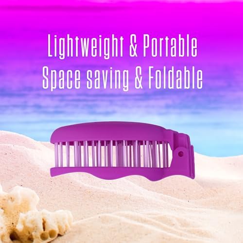 Mini Detangler Travel Hair Brush with Mirror, Makaron Hair Brushes for Women, Men and Kids, Unique 3D Flexible Design for All Hair Types, Styling Accessory, Travel Essentials for Women (PURPLE) - Image 6