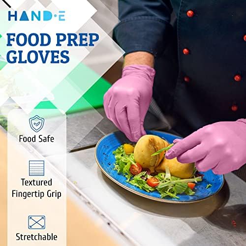 Hand-E Touch Pink Nitrile Disposable Gloves - Esthetician, Nail Tech, Hair Dye & Stylist, Cleaning Gloves - Image 2