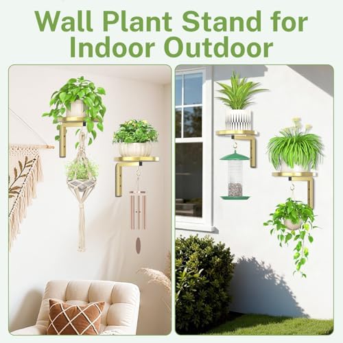 Plant Wall Hanger Holder Set of 2 for Indoor Outdoor, Gold - Image 5
