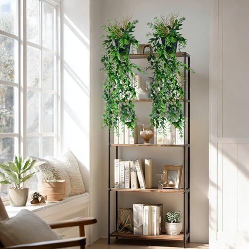 Artificial Hanging Plant 2 Pcs Faux Eucalyptus Vine Ivy Vine Faux Plant Fake Potted Greenery for Wall Living Room Home Shelf Office Bathroom Outdoor Indoor Decor (Type 5) - Image 4