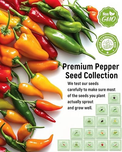 3000+ Pepper Seeds Collection - 15 Varieties Non-GMO Hot & Sweet Seeds for Planting: Cayenne, Cubanelle, Habanero, Poblano, Serrano, Big Jim & Bell for Garden - Image 4