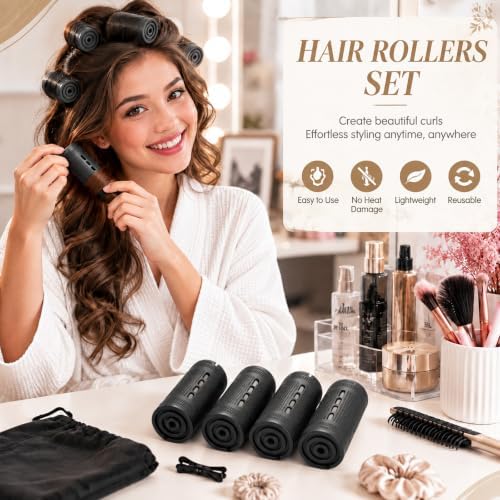 WILLBOND 24 Pcs Large Perm Rods Plastic Hair Rollers, Black, Medium - Image 6