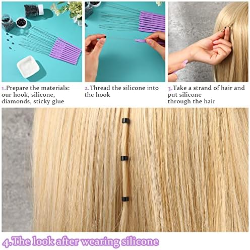 Zonon 10 Pcs Loop Needle Threader Tool for Hair Extension Bead,Purple - Image 5