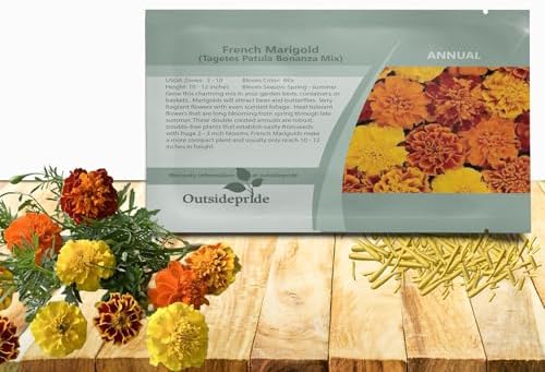 Outsidepride Bonanza Mix French Marigold Seeds - 200 Pcs Annual, Compact, Heat & Drought Tolerant Flower Seeds for Planting w/Double Crested, Bi-Colored Blooms, Ideal for Vibrant Pollinator Gardens by Outsidepride
