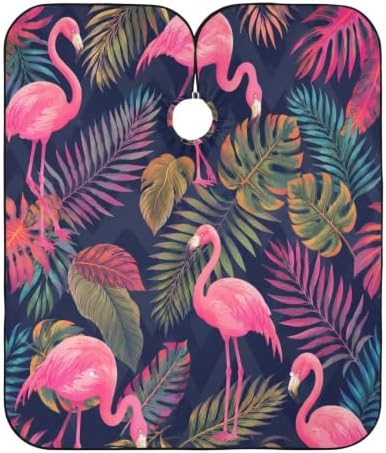Blueangle Palm Leaf Flamingo Barber Cape - Waterproof Salon Polyester Cape for Home Use, 55x65 Inch by Blueangle