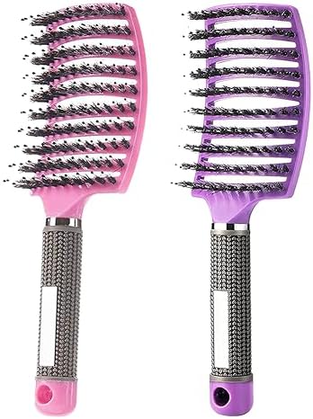 Magical Ultra Detangling Brush for Wet or Dry Hair, Detangler Brush, Fast Drying Styling Massage Hairbrush for Men, Women and Kids (Pink+Purple) by Heubek