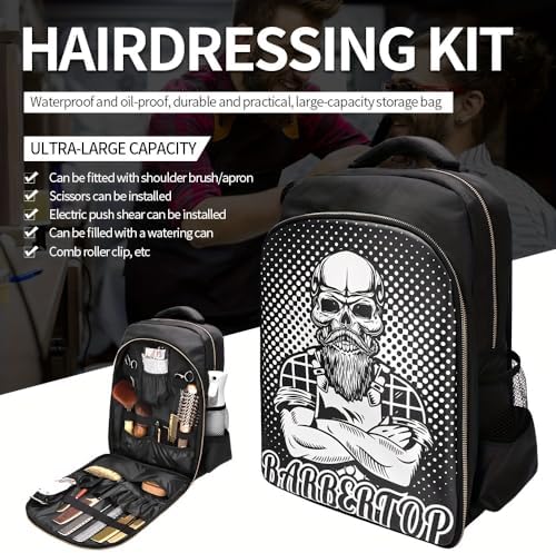 Barber Travel Bag Backpack BAEBERPLAN Large Organizer for Barbers Clippers and Supplies Portable Hairstylist Clipper Hairdresser Bag Backpack (White) - Image 2