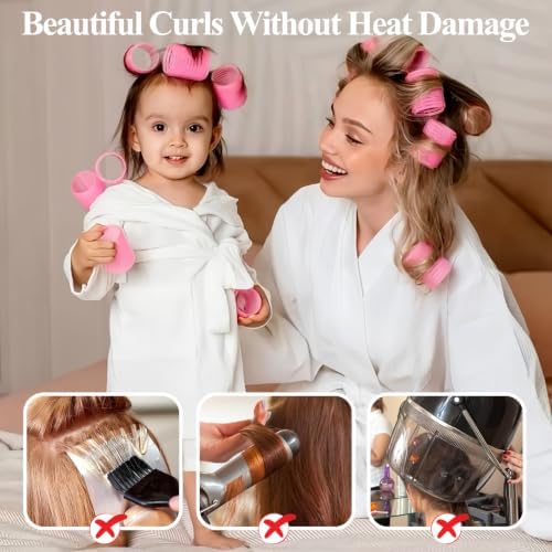 51PCS Self Grip Hair Rollers for Women, 24 Piece Heatless Curlers with Clips, 4 Sizes Jumbo Rollers (2.5", 2", 1.5", 1") for Long, Medium & Short Hair, No Heat Curling Kit for Volume & Bangs Styling - Image 7