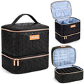 SAVILAND PU Leather Nail Polish Organizer Bag for Nail Tech, Black by SAVILAND