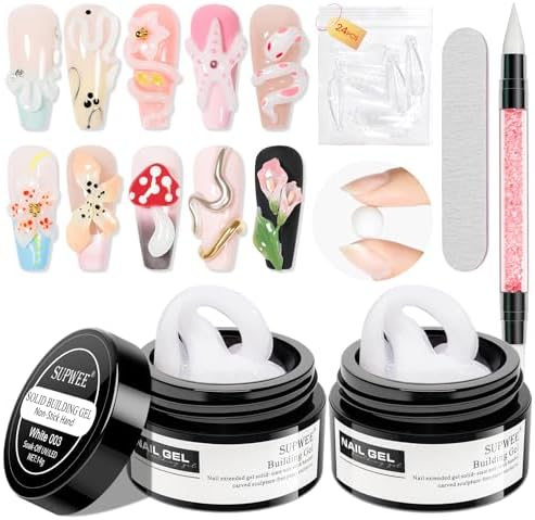 White 3D Molding Gel for Nails Art Non-Stick Hand Solid Builder Gel by SUPWEE
