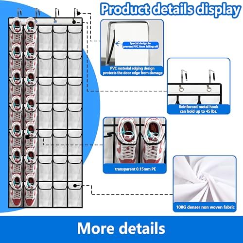 Shoe Rack for Door, Over Door Shoe Organizer for Closet - Image 3
