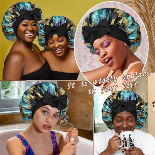 CHLINS Double Layer Satin Bonnet for Sleeping, Hair Bonnet for Curly Hair - Image 7