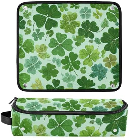 Hair Tools Travel Bag with Heat Resistant Mat Detachable 2-in-1 Curling Iron Travel Case Hot Tools Organizer for Straightener Flat Iron Green Nature St Patrick Clovers - Image 3