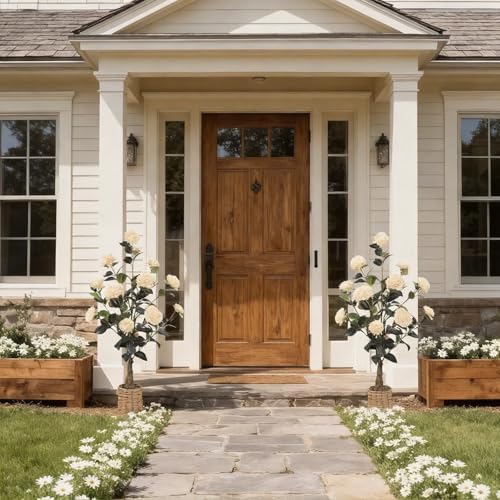 2Pack Artificial Camellia Tree, 3Ft Faux Yellow Camellia Plant in Pot, Fake Outdoor Tree Camellia Flower Tree for Home Office Living Room Floor Indoor Decor - Image 6
