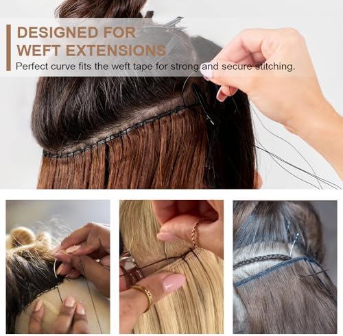 Lanshii Hair Extension 10Pcs Curved Needles in Clear Plastic Case Wig Making Repair Needles Hand Sewing Accessories Pro Beading Tools for Sewing Weft Extensions Micro Beads Rings DIY Hair Weaving - Image 4