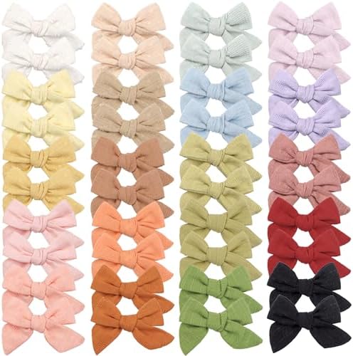 CÉLLOT 40 Pieces Girls Hair Bows Linen Fabric Bows Alligator Clips Hair Accessories for Little Girls Toddlers Kids and Teens by C%C3%89LLOT