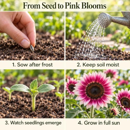 ZEshops 50 Pink Sunflower Seeds for Planting, Outdoor Flower Garden Beds - Image 4