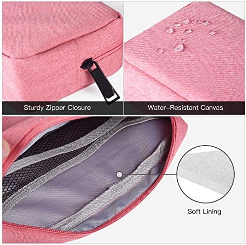 2-PACK Accessories Bag for Women Ladies Travel Organizer, Big+Small Portable Storage Bag Pouch Electronics Accessories Carrying Case Cosmetic Bag for Hard Drive, Mouse, Cable, Adapter, Cellphone, Pink - Image 4