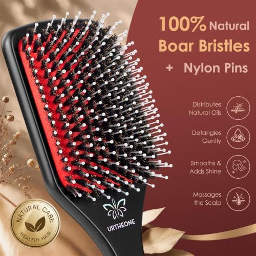 Boar Bristle Hair Brush for Women, Wooden Smoothing Detangler Gift Set - Image 2