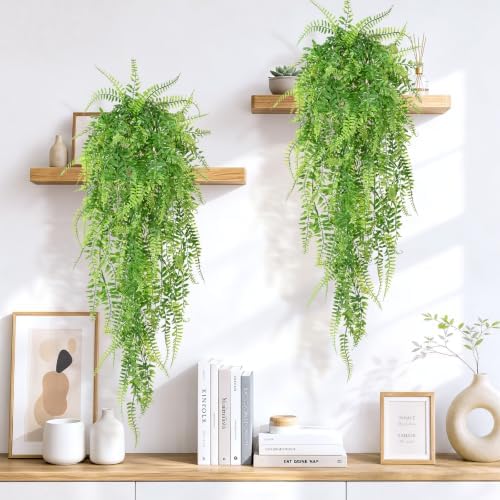 4Pcs Fake Hanging Plants, 32" Artificial Plants Boston Ferns Greenery Vines - Image 5