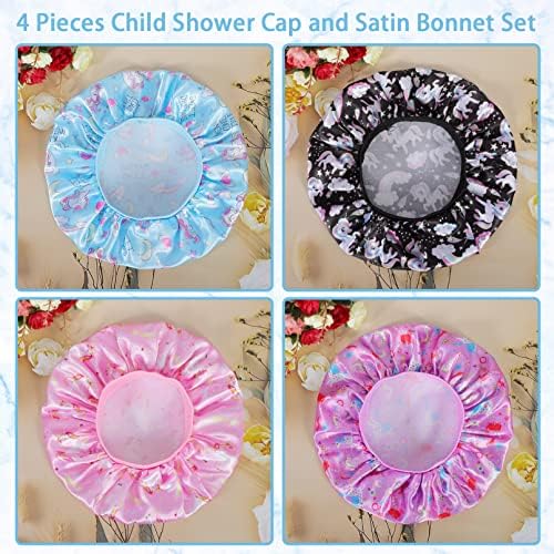 4PCS Kids Satin Bonnet Child Sleeping Cap, Soft Silk Bonnet, Unicorn - Image 4