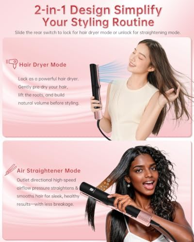 Wet to Dry Hair Straightener & Dryer, 2-in-1 Air Styler Infrared Care - Image 2