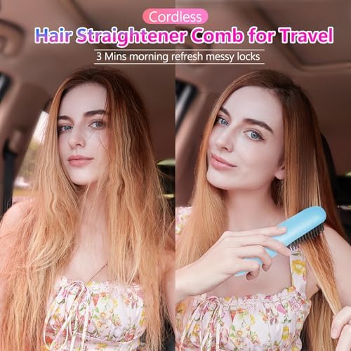STUDLLY LCD Screen Cordless Hair Straightener & Curler 2 in 1, Blue - Image 4