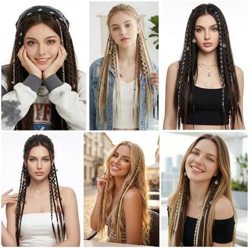 16" Clip in Dreadlocks Hair Extensions for Cosplay (Light Blonde) - Image 5