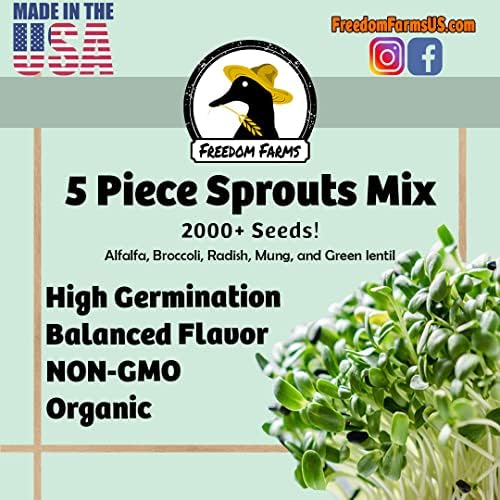 1 lb Salad Style Bean Sprout Starter Seeds - 46 Servings per Bag! - Non-GMO Organic - Sprouting Mix - Includes Alfalfa, Broccoli, Radish, Mung, and Green Lentil - Image 3