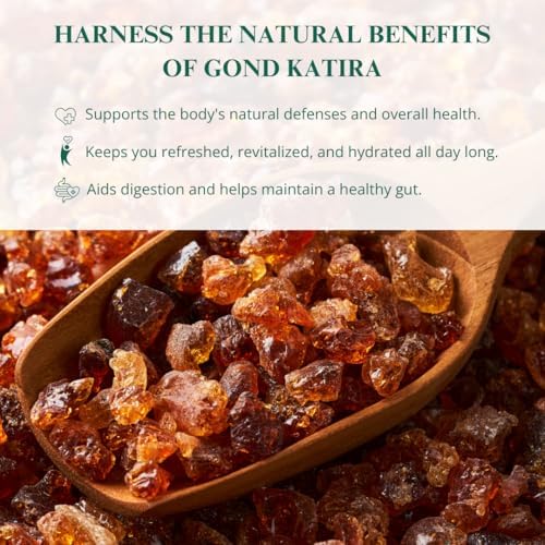 Nutriwish Natural Gond Katira | Edible Tragacanth Gum for Cooling Drinks | 17.6 oz (500 g) - Image 3