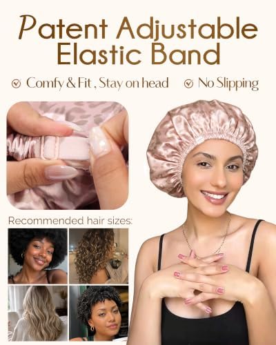 YANIBEST Adjustable Satin Bonnet with No Damage Hair Scrunchie - Image 4