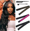 Elastic Bands Set for Wigs and Lace Frontals - 3 pieces with Rat Tail Comb, Edge Brush, Melting Band for Laying Edges and Keeping in Place by AIFIHIYI