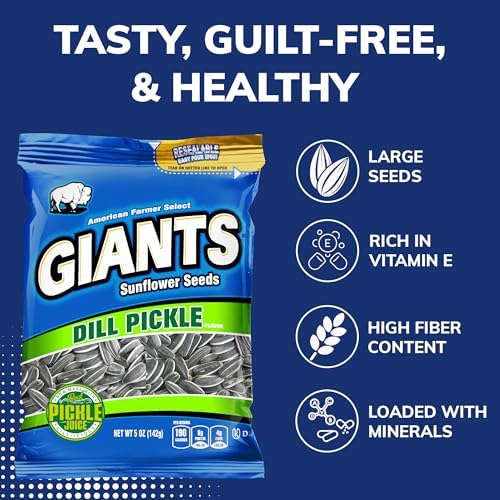 GIANTS Dill Pickle Sunflower Seeds - Sunflower Seeds Bulk, Big Sunflower Seeds to Eat, Roasted & Salted Sunflower Seeds for Eating, Pickle Flavor, 8g Protein Per Serving - 5 oz Bag (Pack of 3) - Image 6