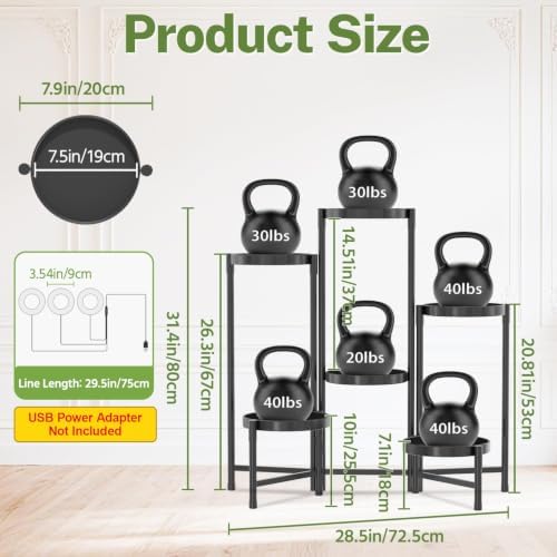 iDavosic.ly Plant Stand Indoor with Grow Lights, 6 Tier Metal Shelf, Black - Image 2