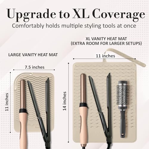 XL Vanity Mat, Heat Resistant Mat for Hair Tools, Vanity Décor, Sand - Image 3