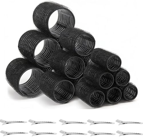 Self Adhesive Hair Rollers 18Pcs 3 Sizes Hair Curlers (Large/Medium/Small) with 10 Metal Clips, Volume Curling Tools for all Hair Lengths Women by Unknown