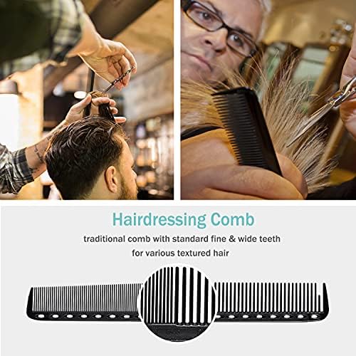 6 Pieces Carbon Fiber Hair Combs Set, General Styling Grooming Combs, Anti Static Heat Resistant Hairdressing Comb, Fine and Wide Tooth Hair Barber Rat Tail Comb - Image 4