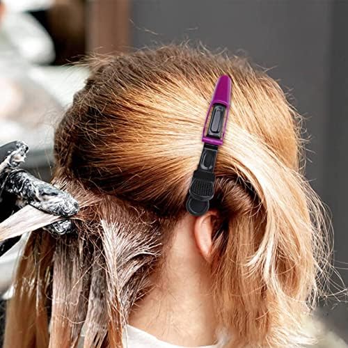 HH&LL Hair Clips for Women Wide Teeth & Double-Hinged Design Alligator Styling Sectioning Clips of Professional Hair Salon Quality - 10 Pack (Purple) - Image 5