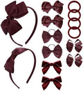 phnydreg Girl Dark Red Hair Bow Accessories 14 Pieces Uniform Hair Bows Hair Clips Headband for School Toddler Girls by phnydreg