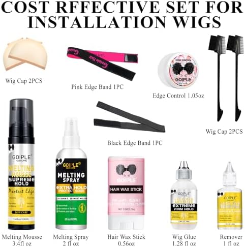 Lace Melting and Holding Mousse Glue-Less Hair Adhesive for Wigs, Wig Glue Lace Melting Spray Lace Melt Mousse for Closure Wigs Extensions, Wig Melting Mousse Supreme Hold for Wig Hair Wig Remover Kit - Image 7