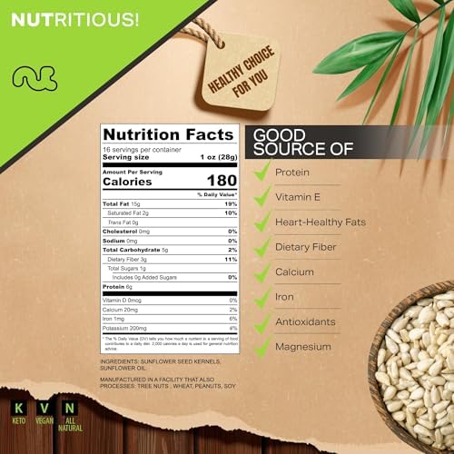NUT CRAVINGS - Roasted Unsalted Sunflower Seeds Kernels to eat(16oz - 1 LB) - Image 2