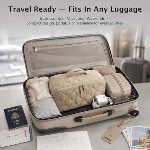 Hair Tool Travel Organizer Bag with Heat Resistant Mat,Camel - Image 5